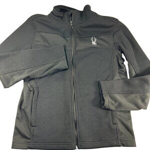 Spyder Racer Jacket Mens Size Small Full Zip Black Fleece Lined Funnel Neck